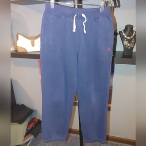 Polo Kids Blue Sweatpants, Size 10/12 With Drawstring.
